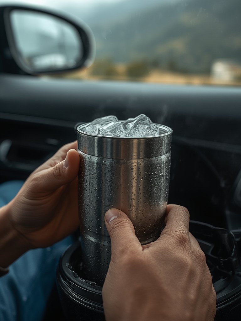 Stanley tumbler in action