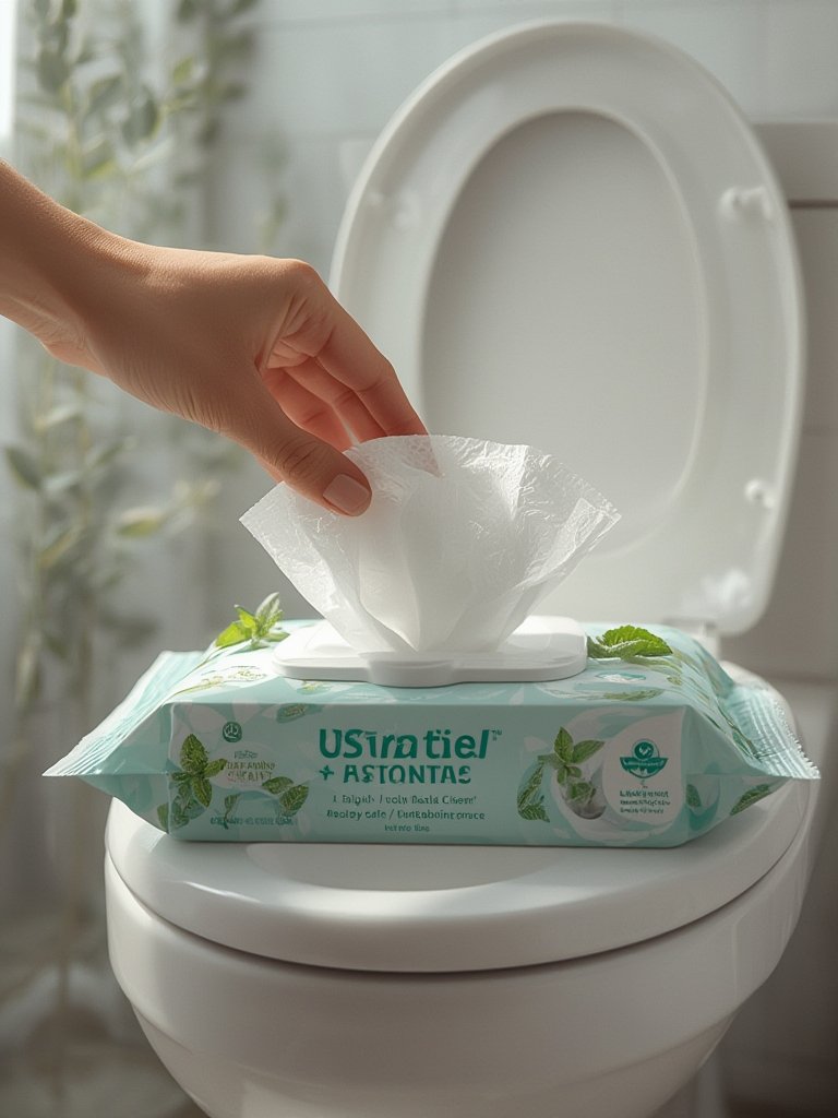flushable wipes in action