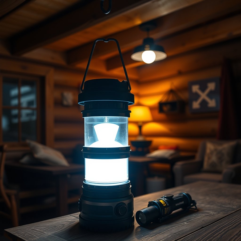 camping lantern in action