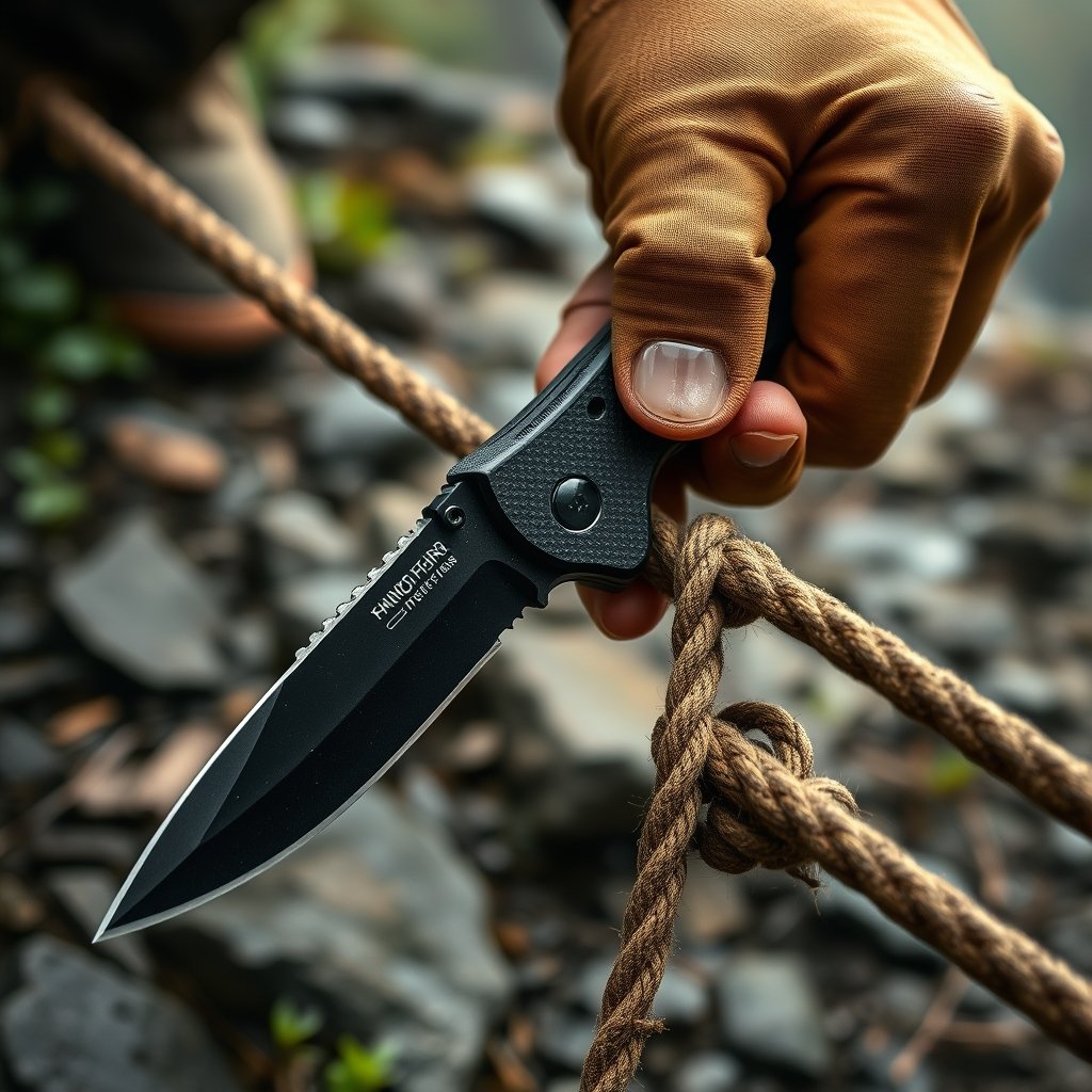 tactical knife in action