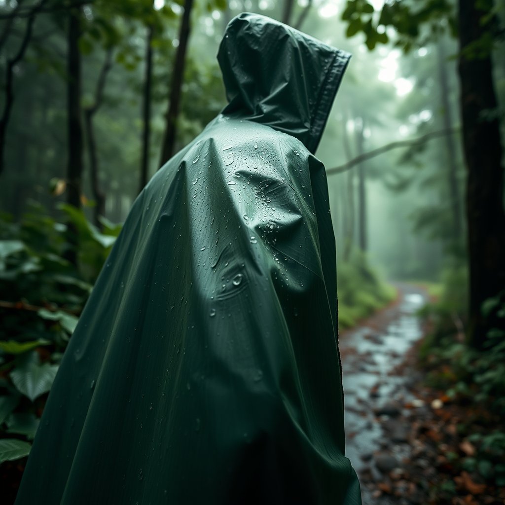 rain poncho in action