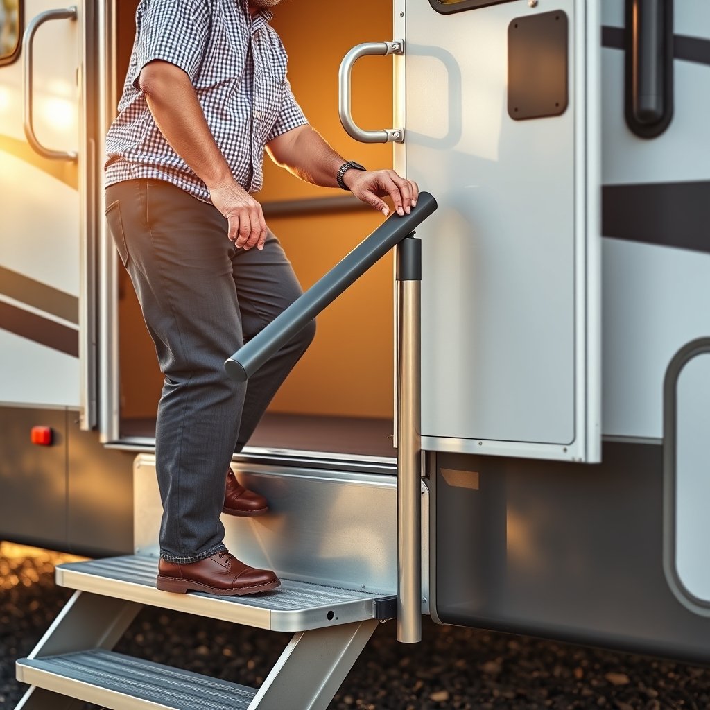 rv handrail in action