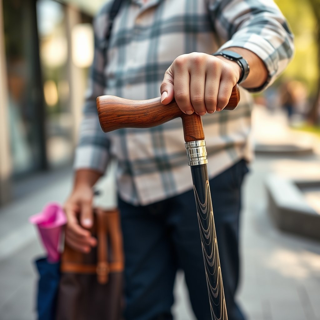 folding cane in action