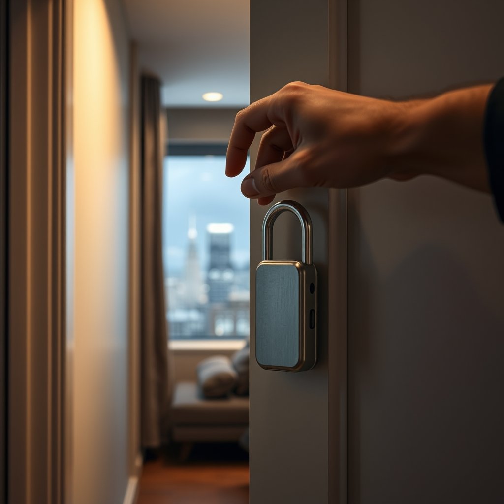 portable lock in action
